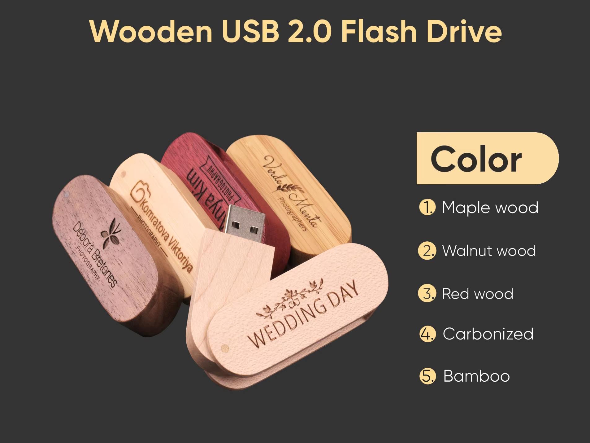 Swivel Wooden USB Flash Drive