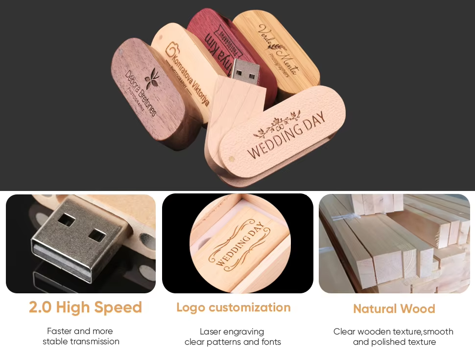 Swivel Wooden USB Flash Drive